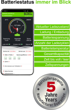 BullTron LiFePO4 280Ah Marathon-POLAR Akku BMS & Bluetooth integriert LxBxH: 367 x 189 x 253 mm