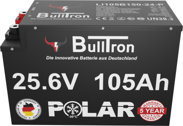 Bulltron 105Ah Polar LiFePO4 25.6V Akku mit Smart BMS, Bluetooth App und Heizung