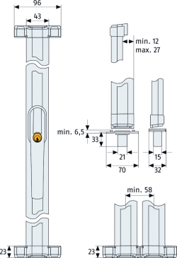 ABUS Fensterstangenschloss FOS550, FOS 550 Wei/Braun/Silber