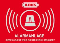 Warn-Aufkleber Alarm mit ABUS Logo, 74x52,5mm